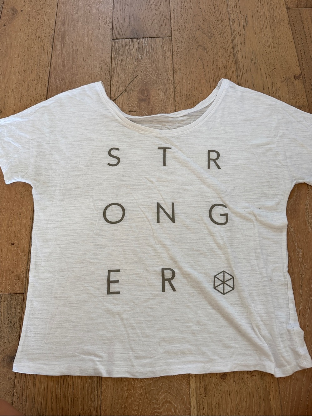 Yoga Six White 'Stronger' Graphic Tee - Women's Casual Top